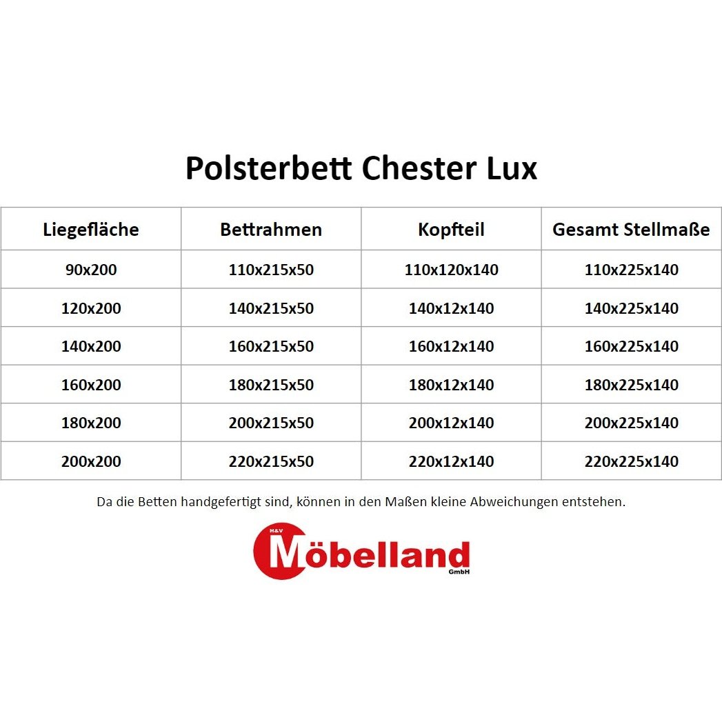 Polsterbett Chester Lux